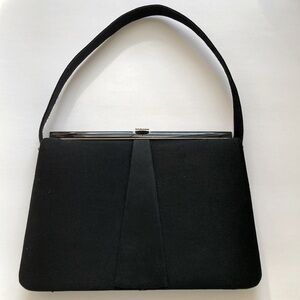 Vintage Black Formal Evening Bag Marcasite Clasp